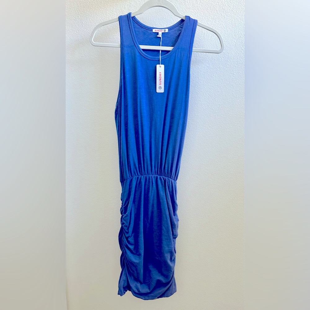 Sundry tank ruched dress in sapphire blue